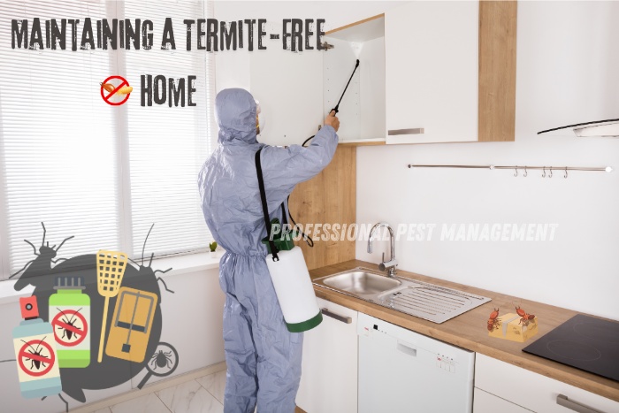 Pest control expert applying DIY termite treatment with 'DIY Termite Control Methods' text, promoting Professional Pest Management's termite solutions in Chennai. Affordable and effective DIY termite control techniques for homeowners. Professional Pest Management offers guidance and products to keep your home termite-free