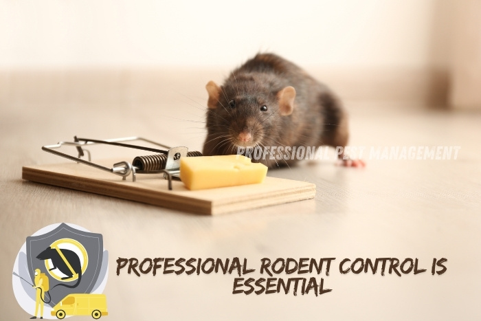 A black rat near a cheese baited trap on a wooden floor with the text "Professional Rodent Control is Essential."
Protect your home in Chennai from rodents with Professional Pest Management And Allied Services Pvt. Ltd. Contact us today for effective rodent control solutions