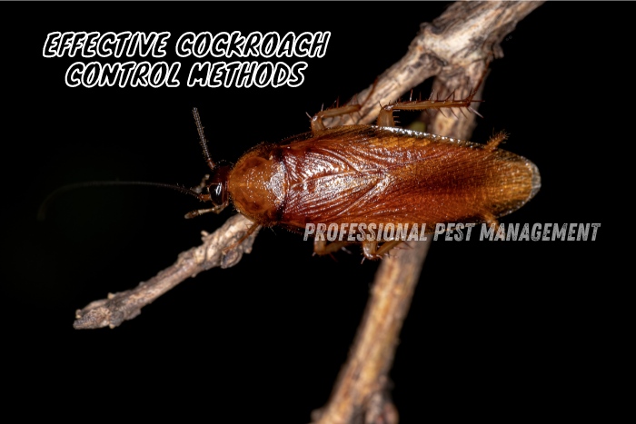 Close-up image of a cockroach on a branch with the text "Effective Cockroach Control Methods."

Implement effective cockroach control methods to keep your home pest-free. Contact Professional Pest Management And Allied Services Pvt. Ltd. in Chennai for expert solutions