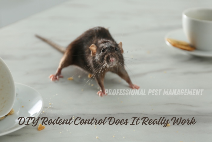 DIY rodent control: Exploring its effectiveness. Image of a rat on a kitchen counter with scattered crumbs, illustrating the challenges of pest management. Trust Professional Pest Management and Allied Services Pvt. Ltd. for expert rodent solutions in Chennai