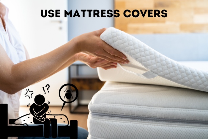 Person applying a mattress cover to prevent bed bug infestations in Chennai. Protect your home with Professional Pest Management And Allied Services Pvt. Ltd. by using mattress encasements and expert bed bug control solutions