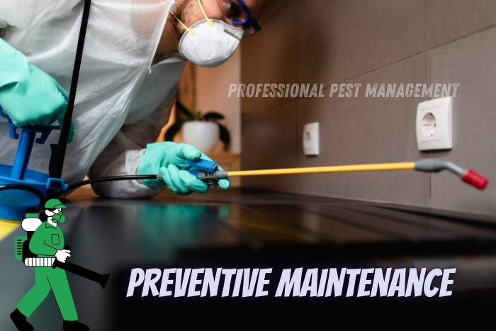 Professional Pest Management And Allied Services Pvt. Ltd. highlights the significance of preventive maintenance in pest control. The image shows a technician applying preventive measures to a home, emphasizing the importance of regular pest inspections and treatments in keeping your space pest-free. This service is essential for homeowners in Chennai looking to protect their properties from pest infestations